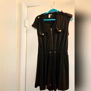 Elegant Black Short Jimpsuit with Gold Accents